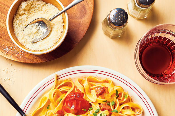 Pasta with Confit Tomato and Chorizo