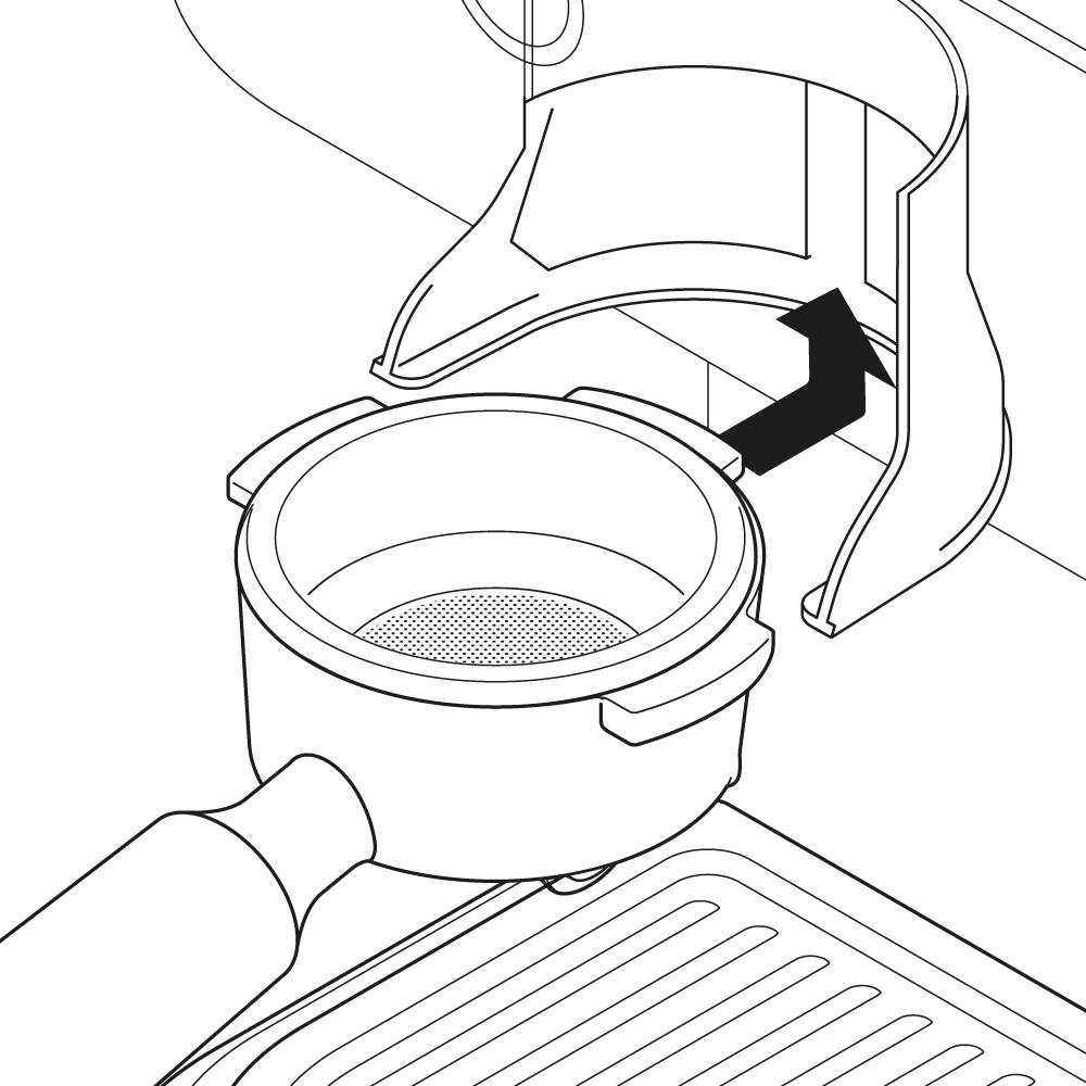 Diagram showing how to use the built-in grinder