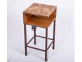 Square Drink Table with Wood Shelf Top - Pinecone Accent Etched in Top 11 x 1 x 23 - burnt sienna/ stain