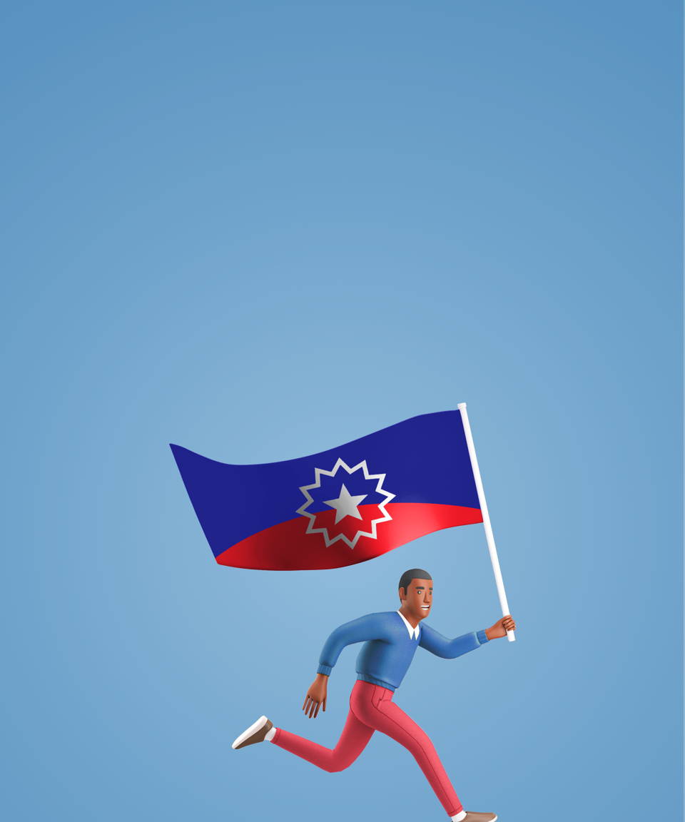 Man running and holding a Juneteenth flag (small)