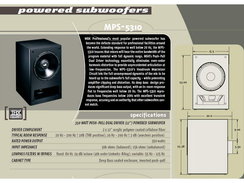 MK Sound MPS5310 2 x 12” Powered Subwoofer