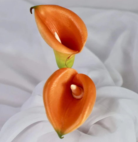 Orange Buttonhole Calla Lily - Realistic Artificial Flowers - Image 4