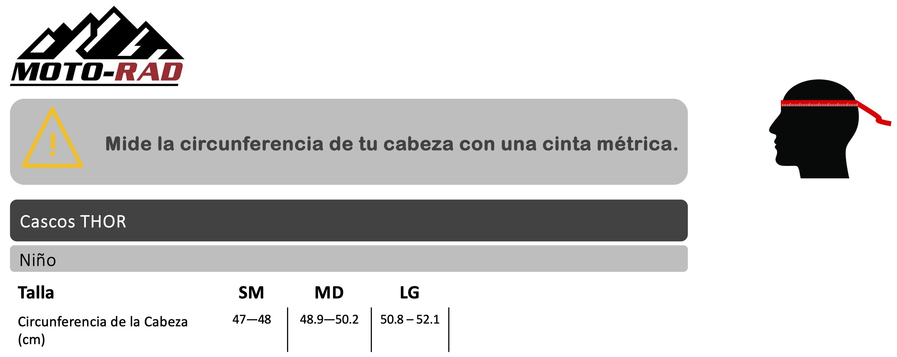 Guía de Tallas Cascos de Niño THOR