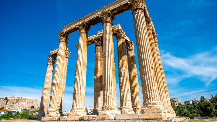 The Temple of Olympian Zeus, located in Athens, Greece, is a colossal ancient structure