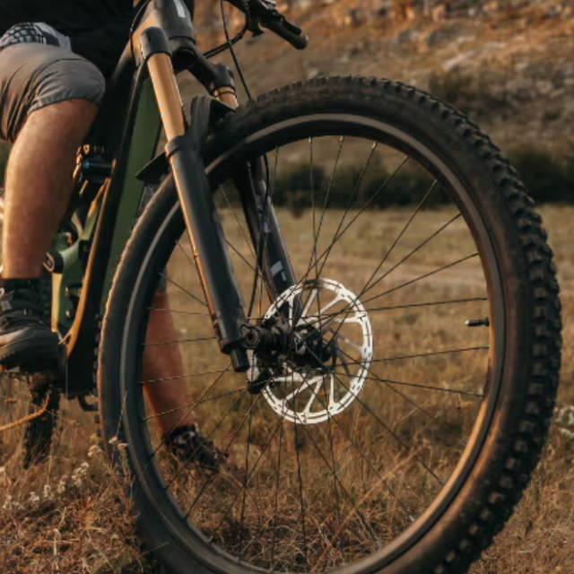 Close up of MTB electric bike wheel