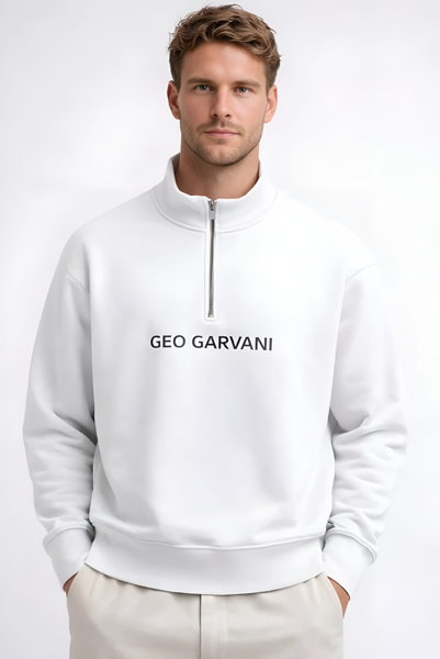 Sweatshirt with Zipped Neckline Cotton Fleece - Image 10