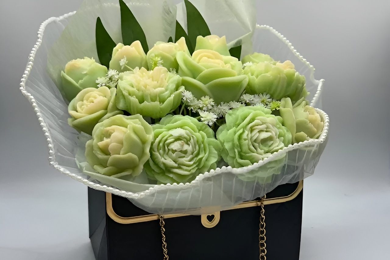 French Pear Soap Flower Handbag Bouquet/Arrangement - Image 2