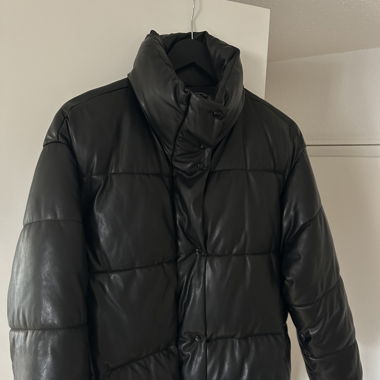 MANGO Leather Jacket Coat