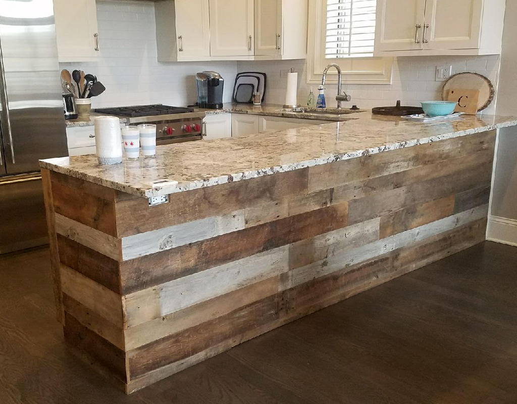 reclaimed wood kitchen bar counter