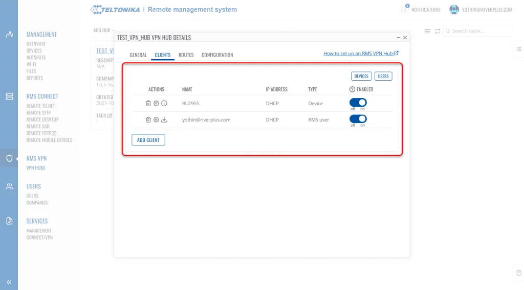 Device ที่ต้องการใช้งาน RMS VPN