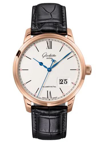 Senator Excellence Panorama Date Red Gold / Silver / Alligator / Pin