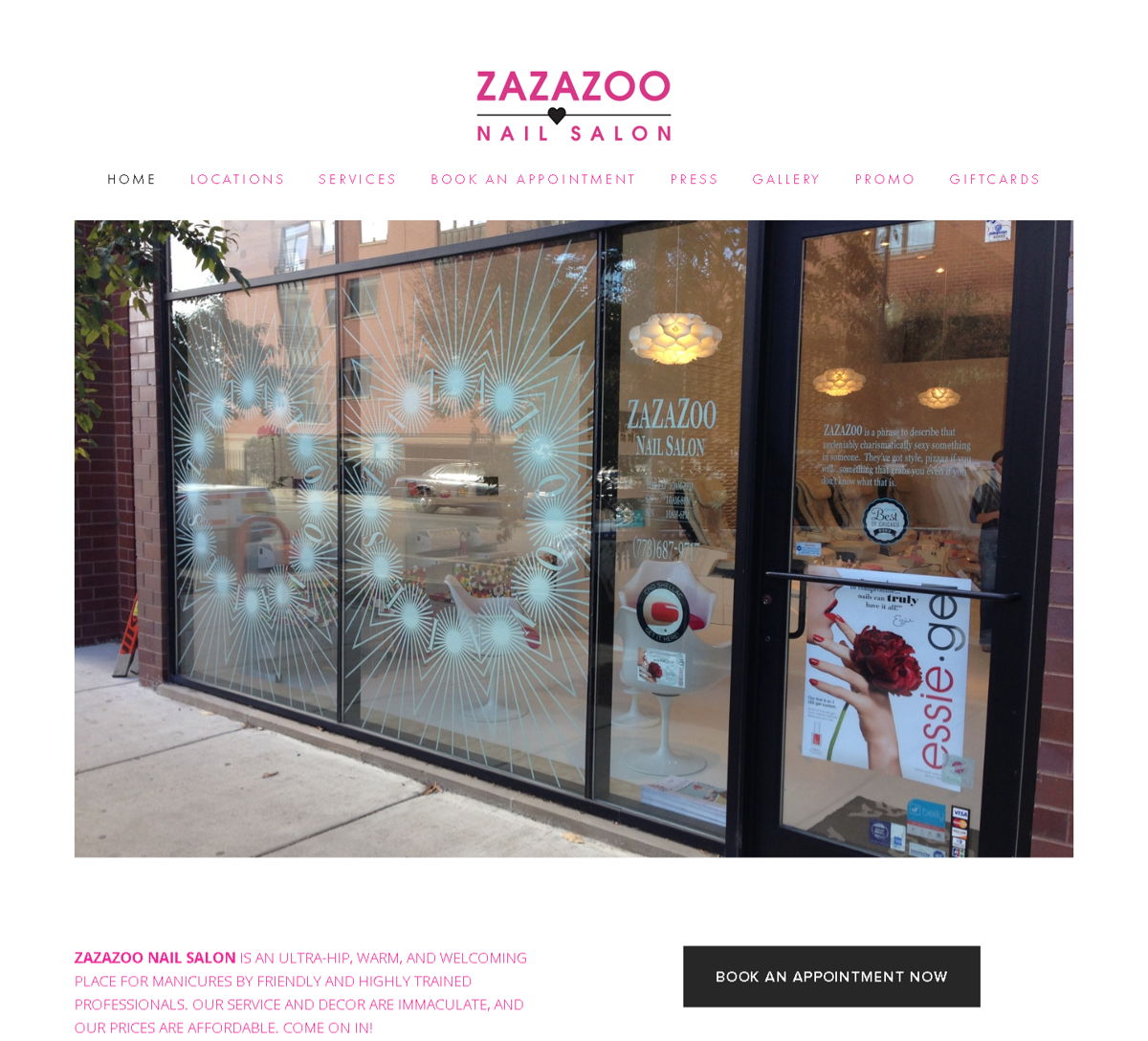 Screenshot of ZaZaZoo Nail Salon, from the nail salon websites collection.