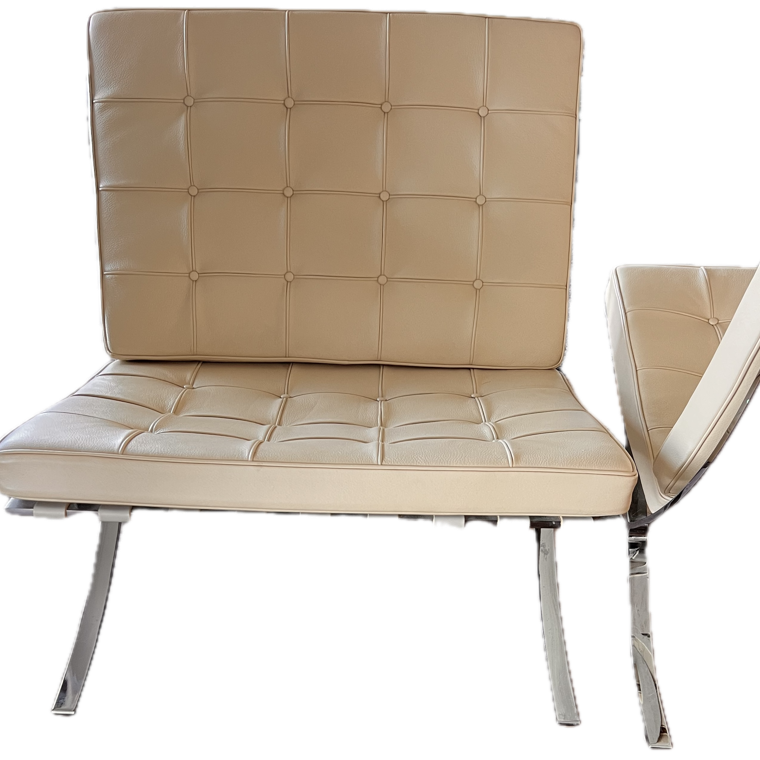 BARCELONA STYLE CHAIRS IN CREAM LEATHER AND CHROME