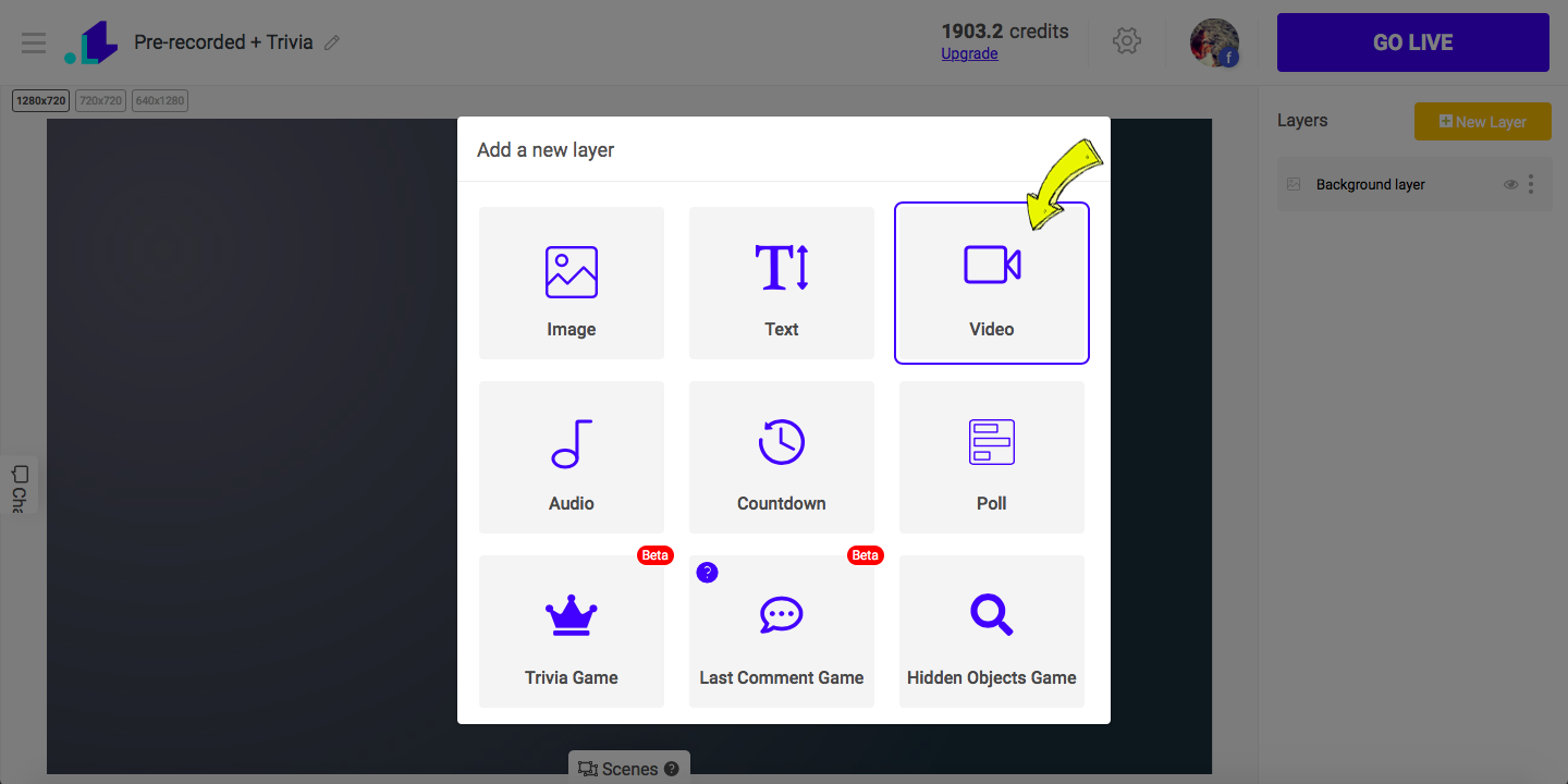 Trivia project add video layer
