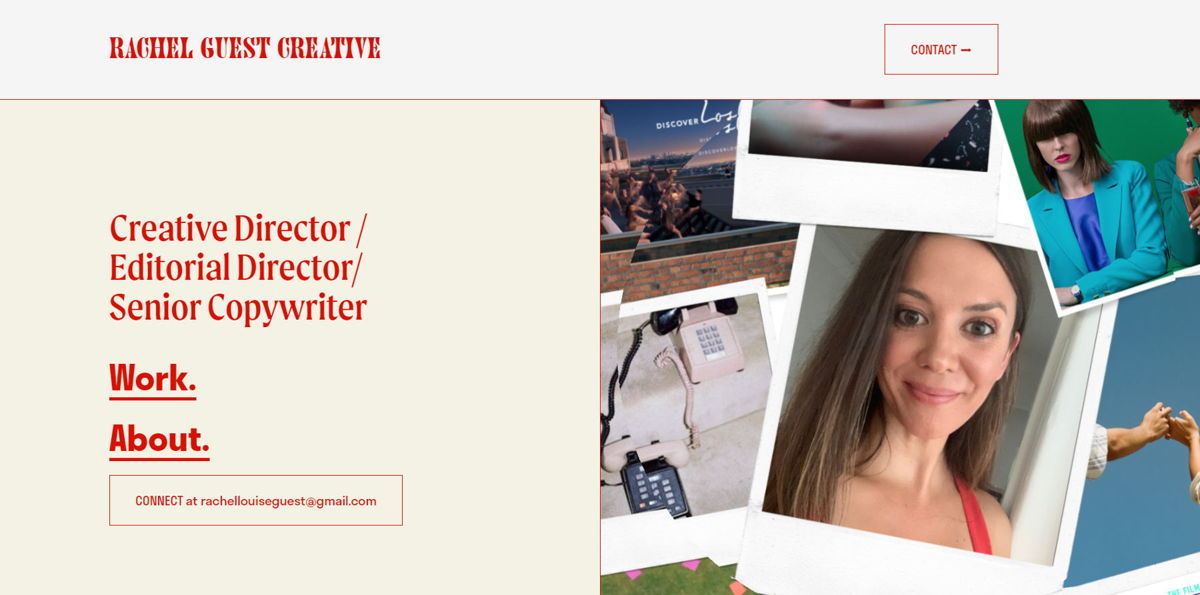 Screenshot of  Rachel Guest Creative, from the digital portfolio examples collection.