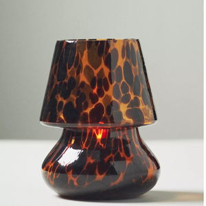 Cheena Woody Ambered Topaz Glass Mushroom Lamp Candle