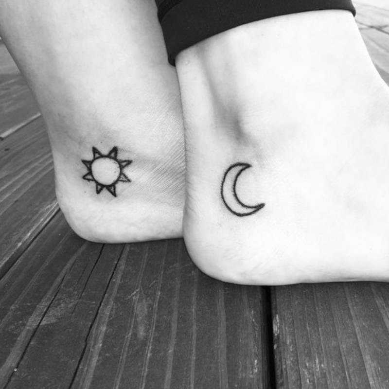Sun and Moon Ankle Tattoos