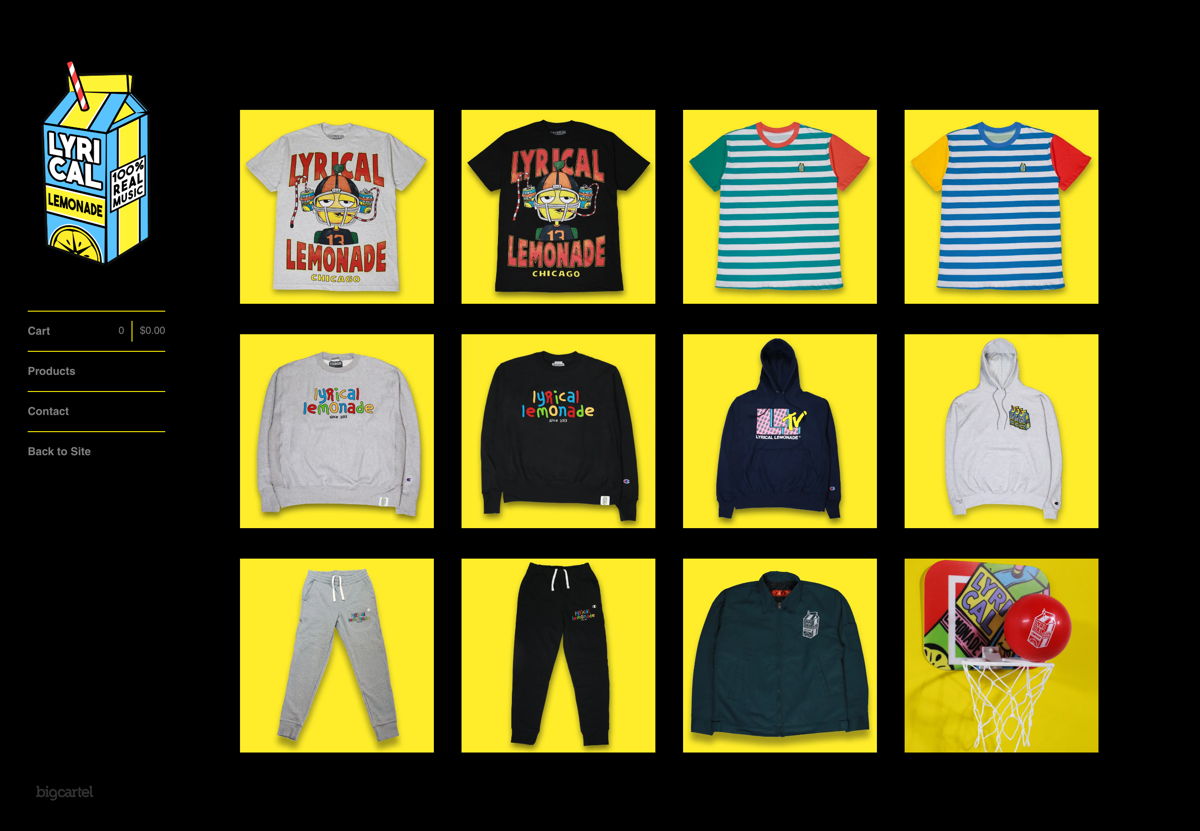 Screenshot of Lyrical Lemonade, from the ecommerce websites collection.