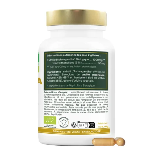 Bio Ashwagandha Intense - KSM-66™ mit 5 % Withanoliden