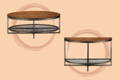 round coffee table and a console table
