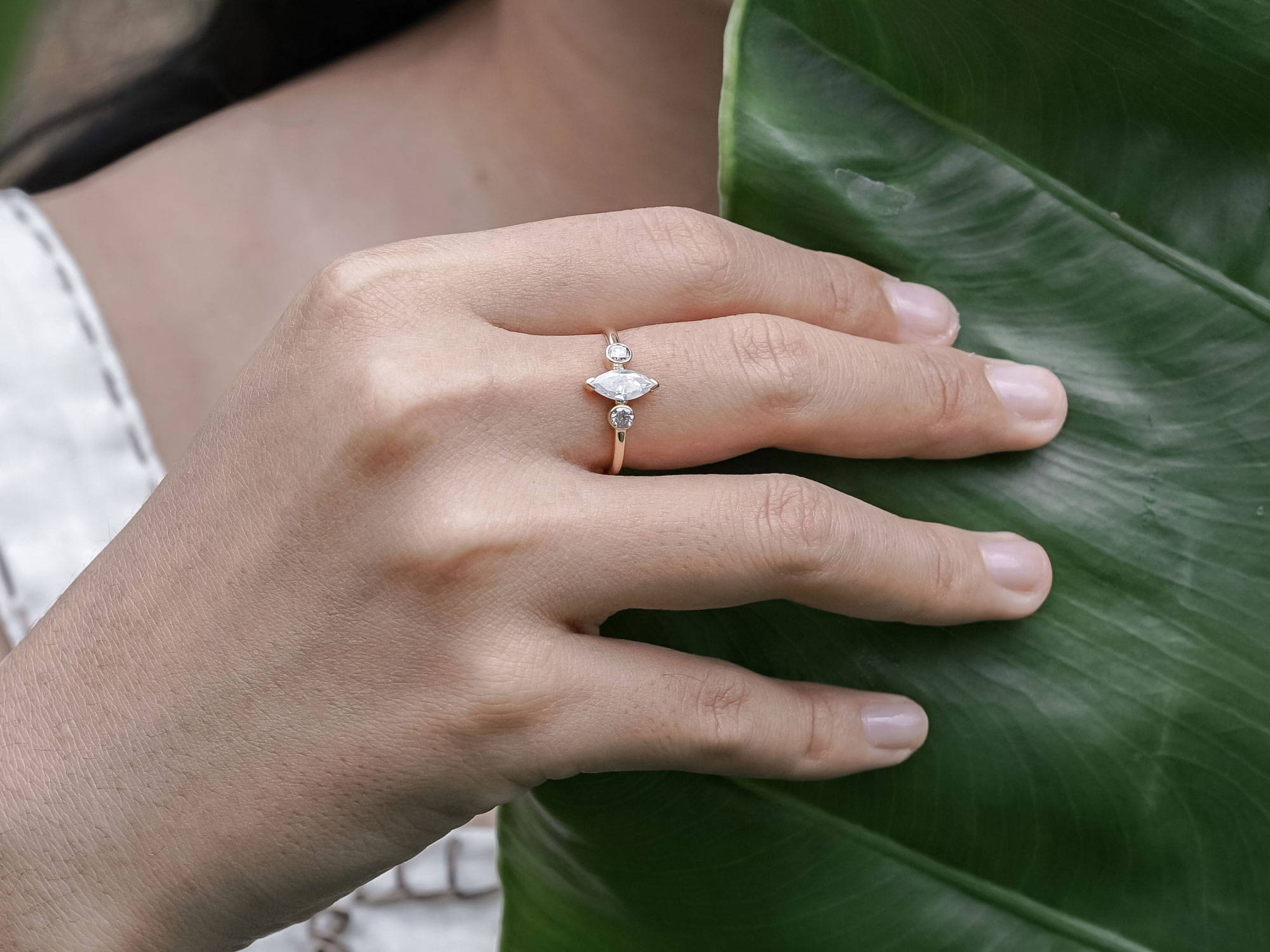 Ethical engagement ring in gold by Gardens of the Sun