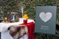 winter themed wedding guest book table display