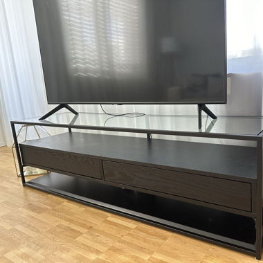 TV-Möbel mit 2 Schubladen Glas/Holz/Metall