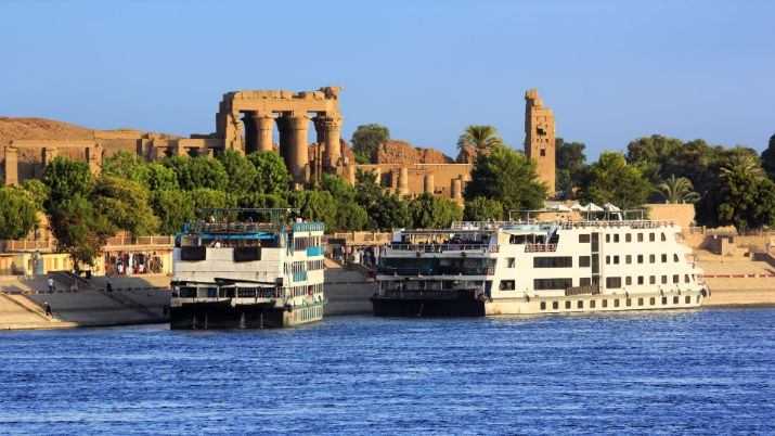 The Kom Ombo Temple is located in the city of Kom Ombo, which is situated in Upper Egypt on the east bank of the Nile River