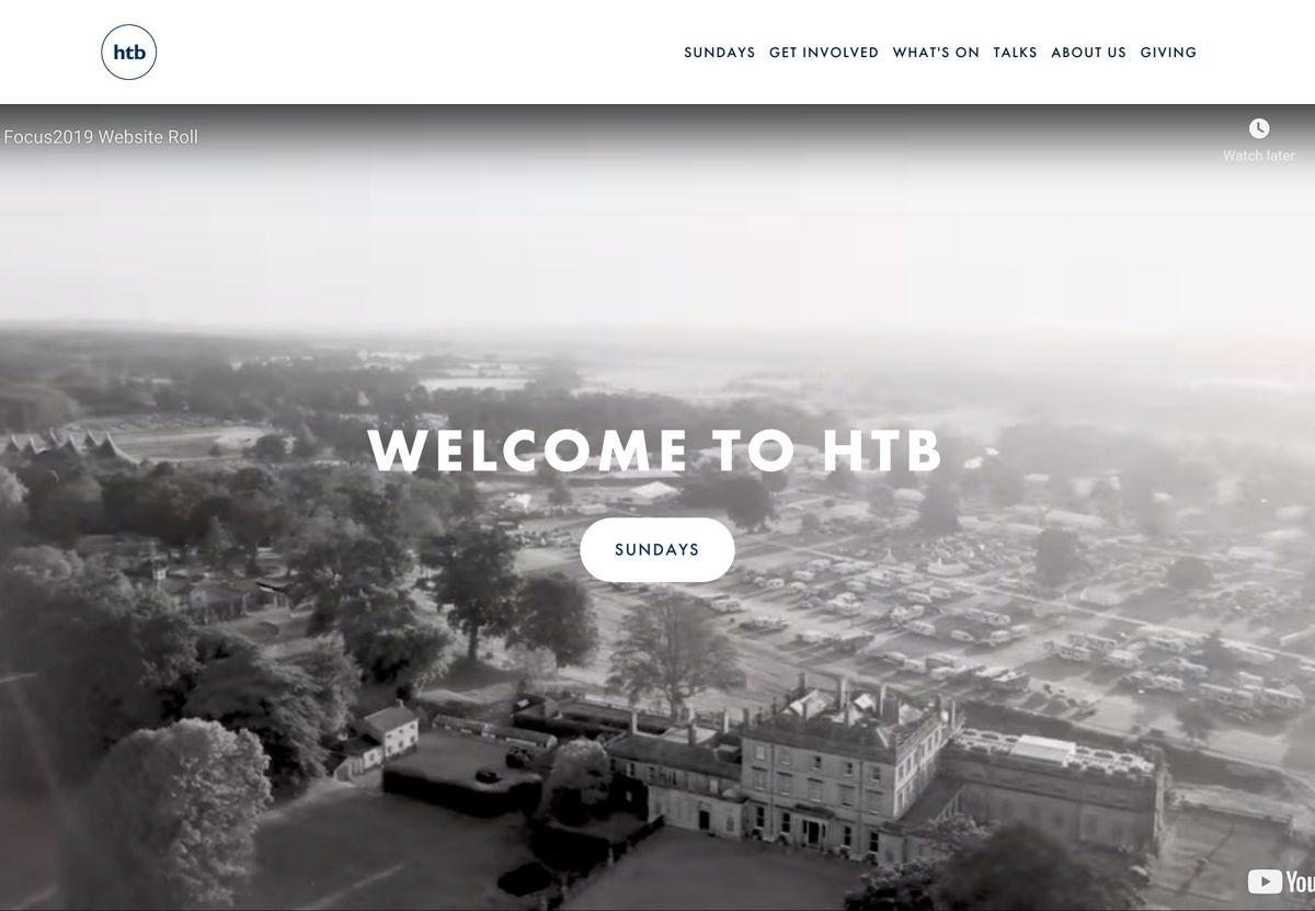 Screenshot of HTB, from the squarespace church websites collection.
