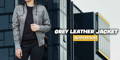 Grey Leather Jacket with Hood