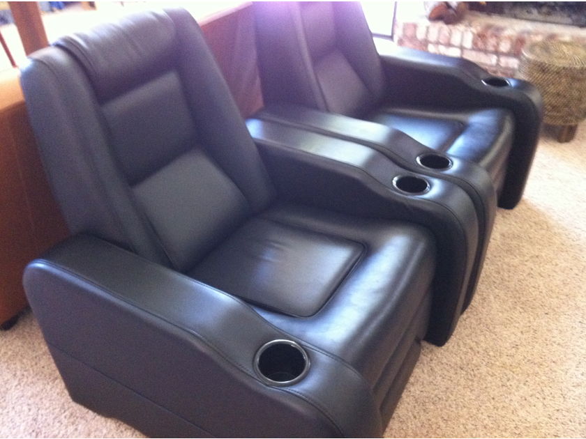 Elite Home Theater Seating C1-M Black Leather Power Recliners