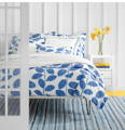 coastal bedroom with blue cotton rug