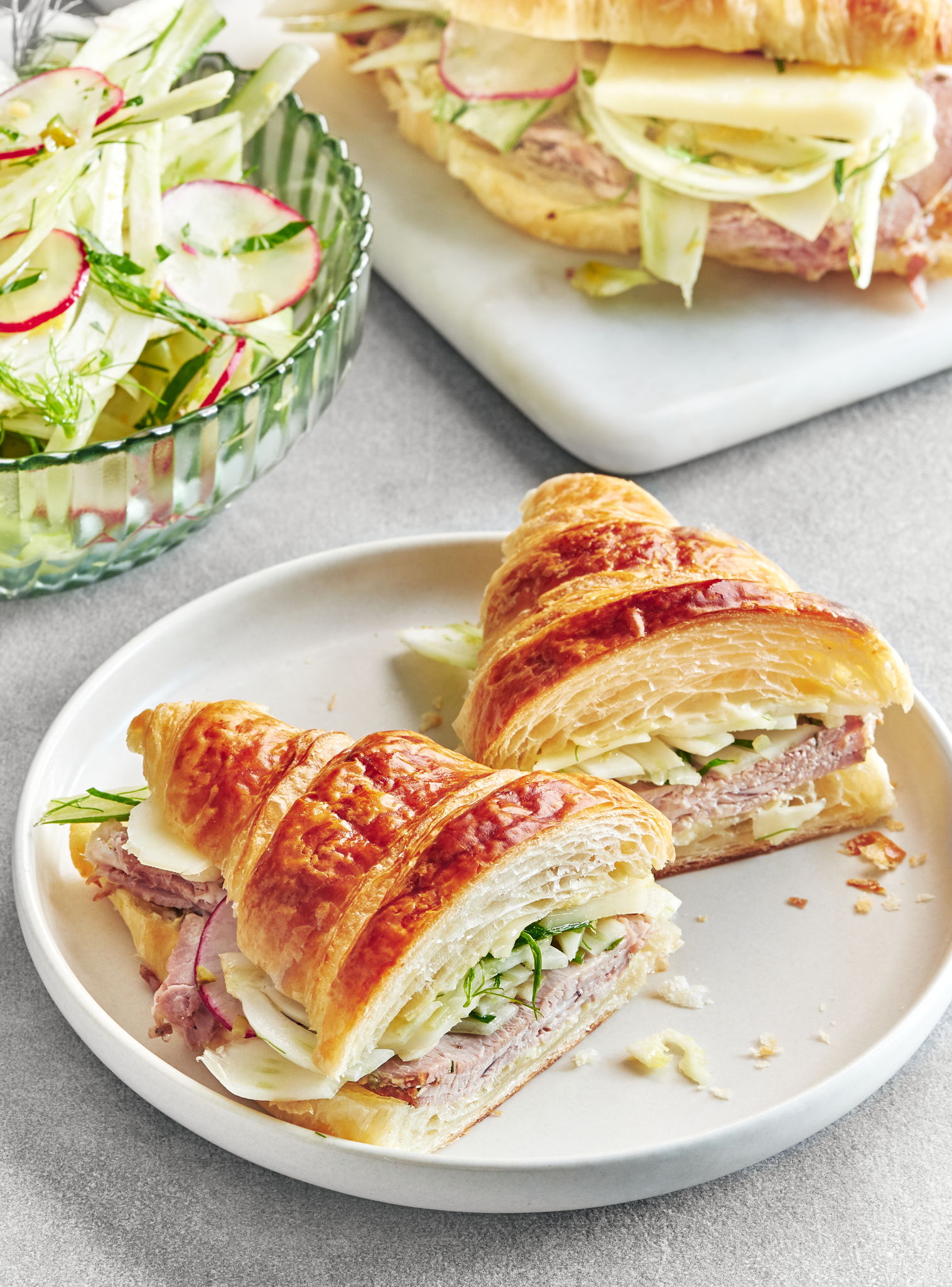 Croissant Sandwiches with Roasted Pork and Lemony Fennel Salad | RICARDO
