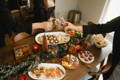 holiday dinner party champagne cheers
