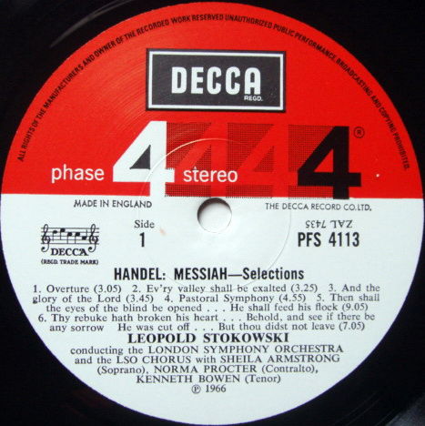 DECCA PHASE 4 STEREO / STOKOWSKI, - Handel Messiah High...
