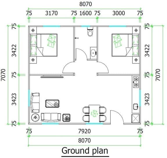 2 Bedroom 57M2 Granny Flat House, Factory Built - Image 2