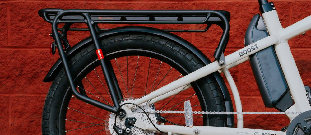 Rear rack and wheel of Benno Boost electric bike