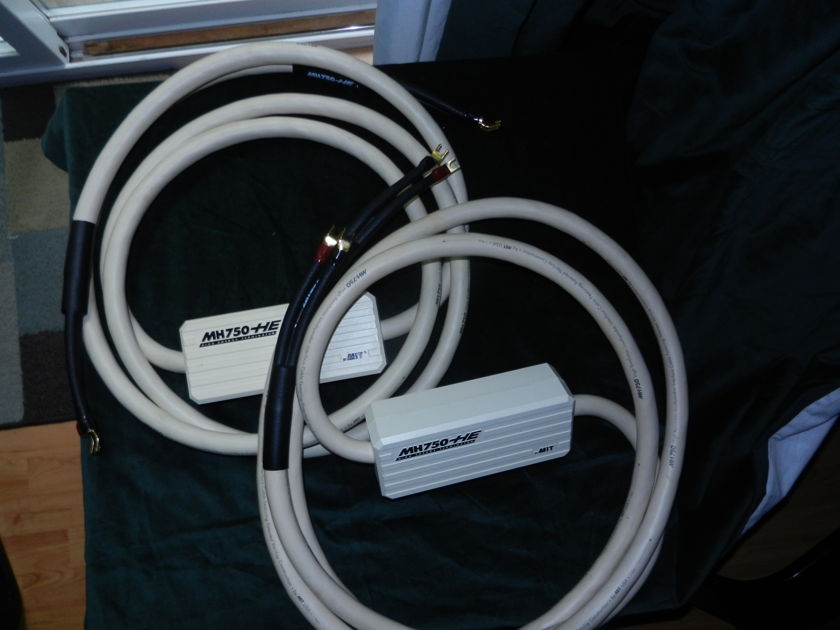 MIT Cables MH-750 Plus 12ft Pair Speaker Cables White jacket with spades.