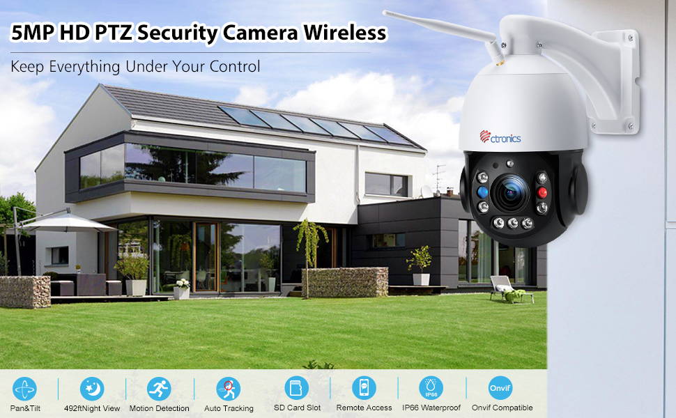 30X Optical Zoom 5MP Outdoor WiFi Surveillance Camera Ctronics HD IP C