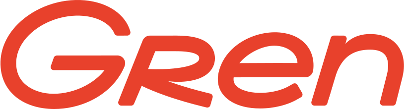 Red stylized text logo spelling Gren on a transparent background.