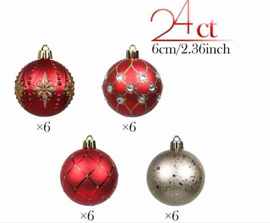 Premium 60Mm 24Pcs Red And Gold Christmas Decoration - Image 2