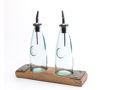 Oil and Vinegar Cruet Set - wood base is from a barrel stave