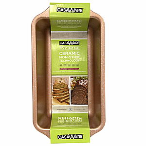 casaWare Loaf Pan 9 x 5-Inch Ceramic Coated Non-Stick (Rose Gold Granite)
