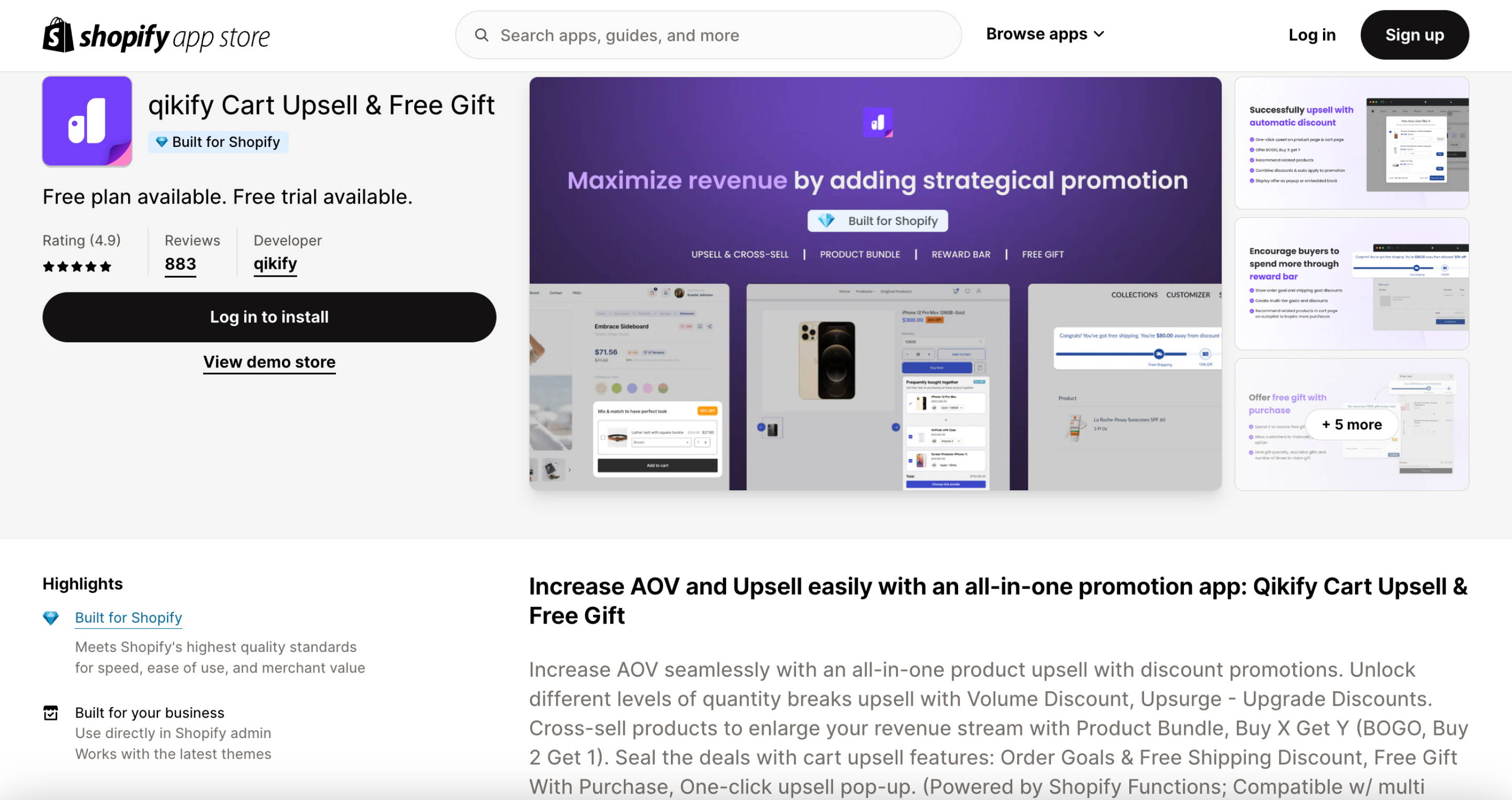 Qikify Cart Upsell & Free Gift