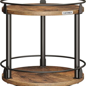 Lazy Susan Organizer, Rotating Spice Rack, 2 Tier Spice Turntable Organizer, Industrial Turntable Spice Holder, for Kitchen Countertop and Cabinet, Compact and Versatile, Rustic Brown SR22BR