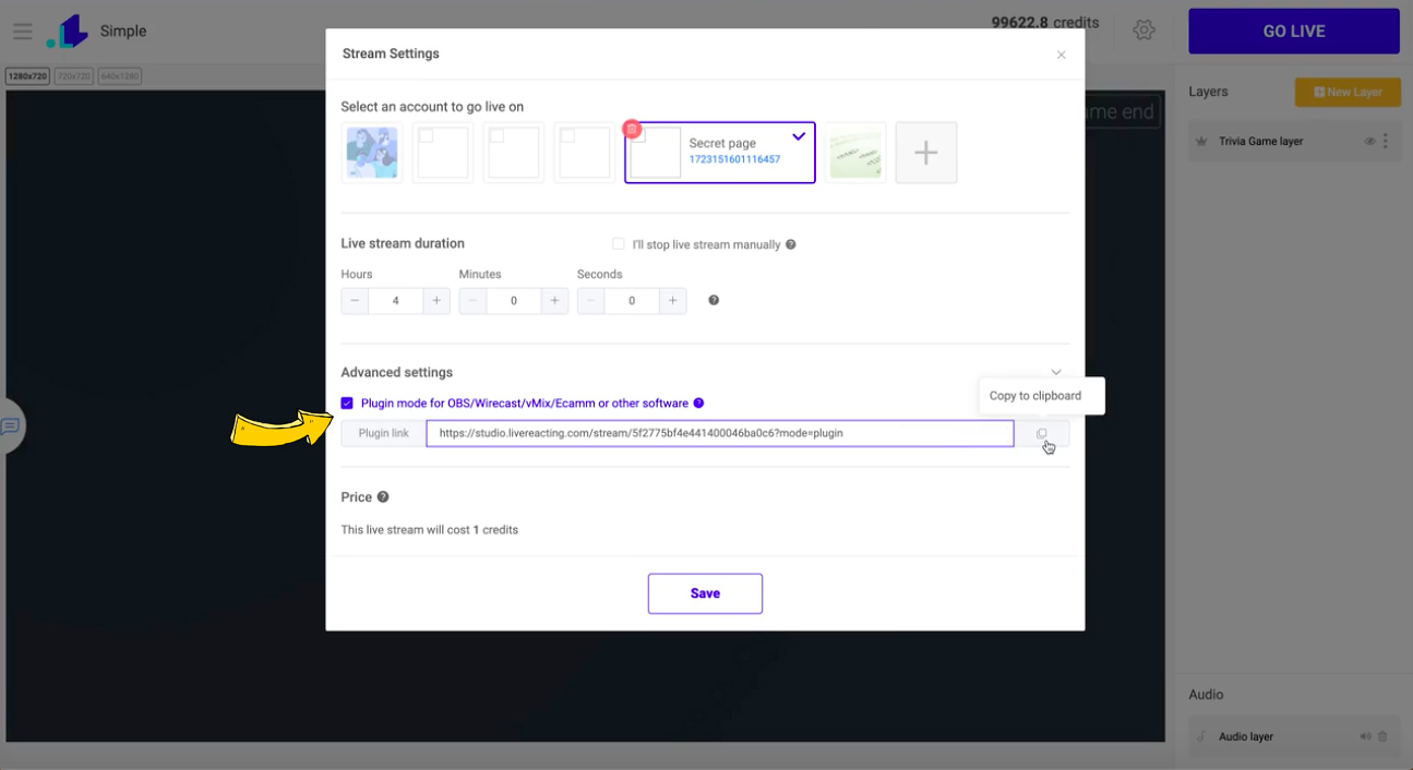 Word search game activate StreamYard plugin mode