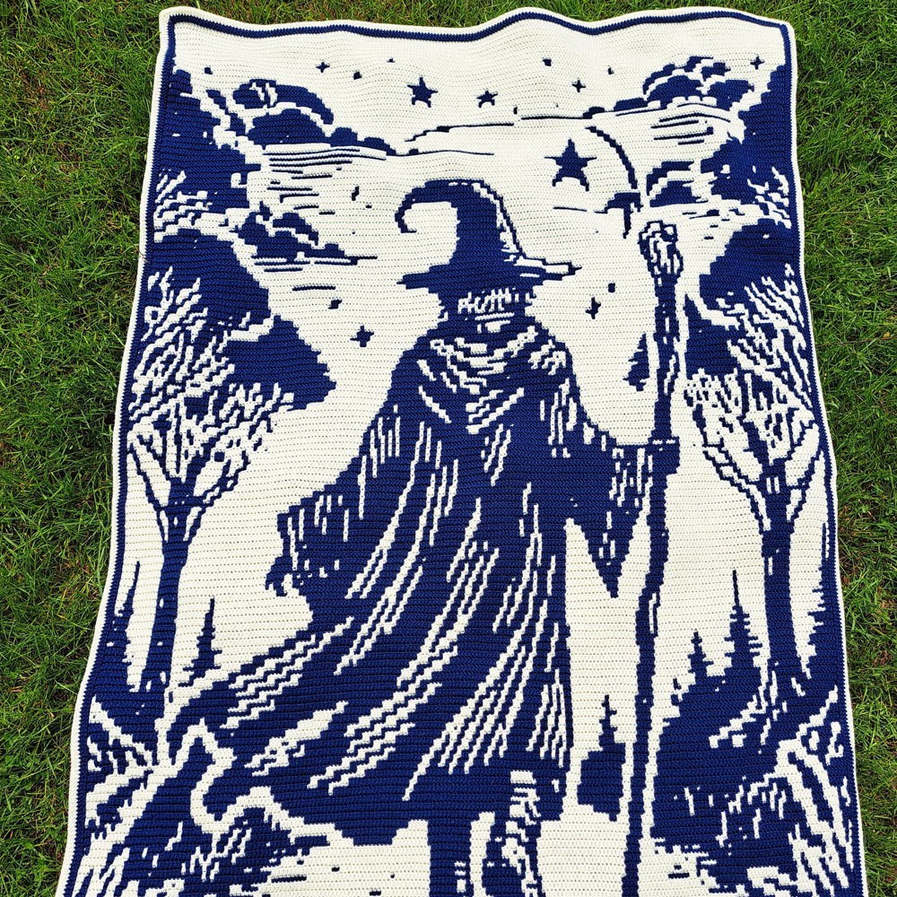 Wizard's Way | Fantasy Wizard Overlay Mosaic Crochet Blanket PDF Pattern