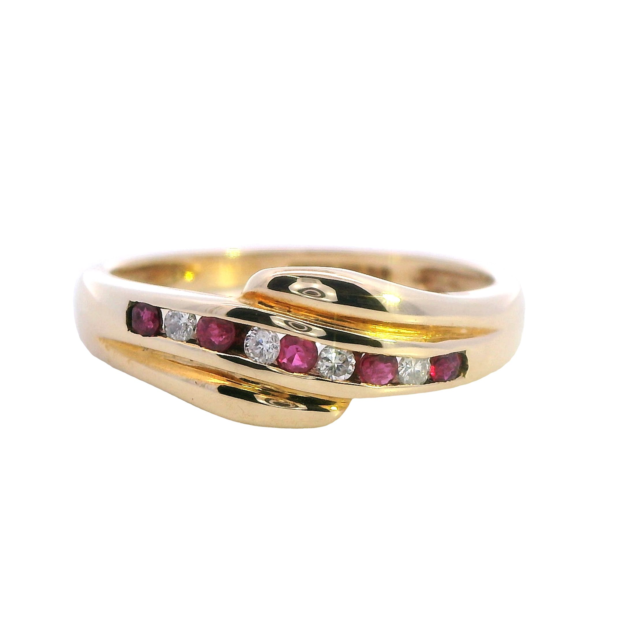 Crimson Weave Ruby and Diamond Ring