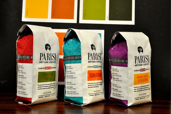Front of Parisi Coffee bags