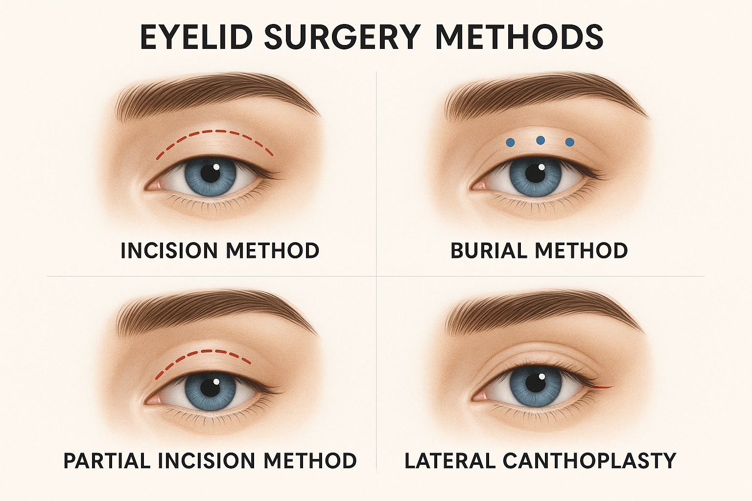 눈 성형 수술 방법 - 눈 성형 수술 방법 비교